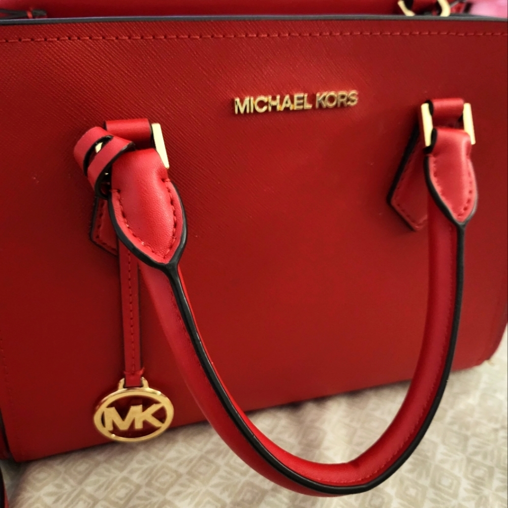 Red Michael Kors Messenger Satchel